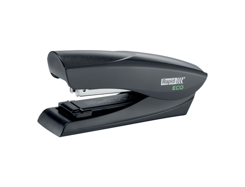 Grapadora rapid fashion eco plastico 100% reciclado capacidad 25 hojas usa grapas 24/6 y 26/6 color negro