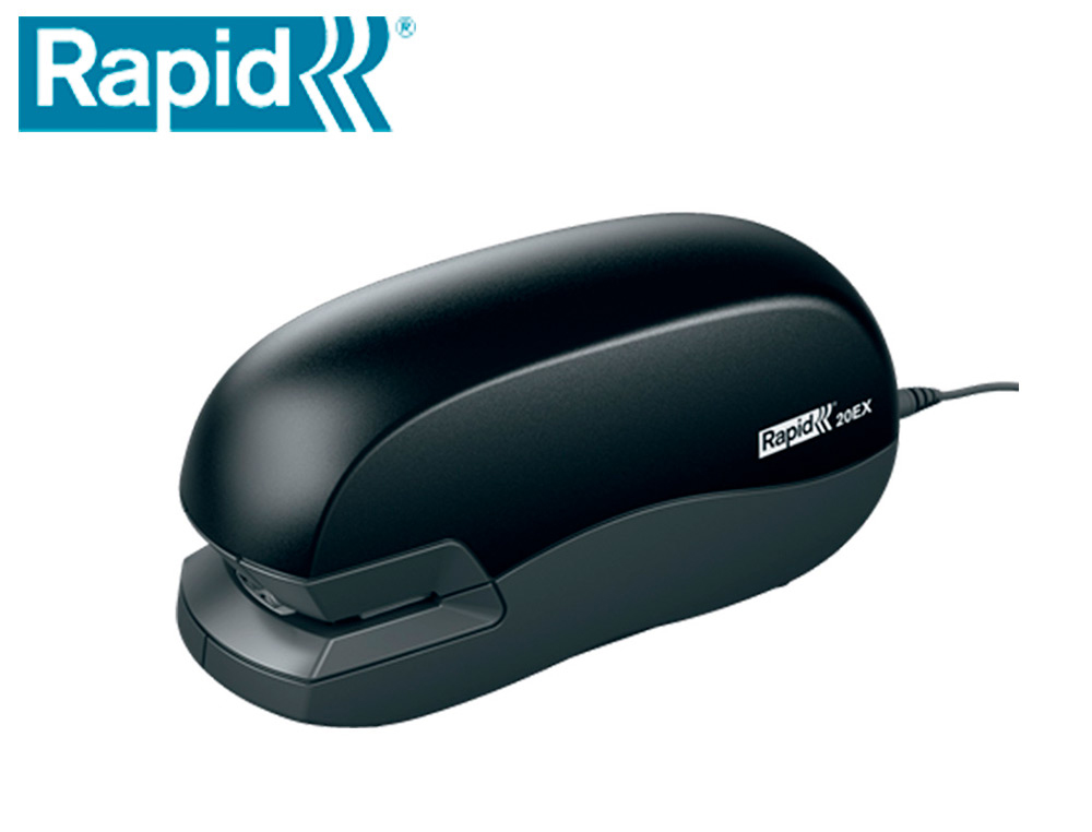 Grapadora rapid electrica 20ex fixativ capacidad de grapado 20 hojas usa grapas 24/6 y 26/6 color negro