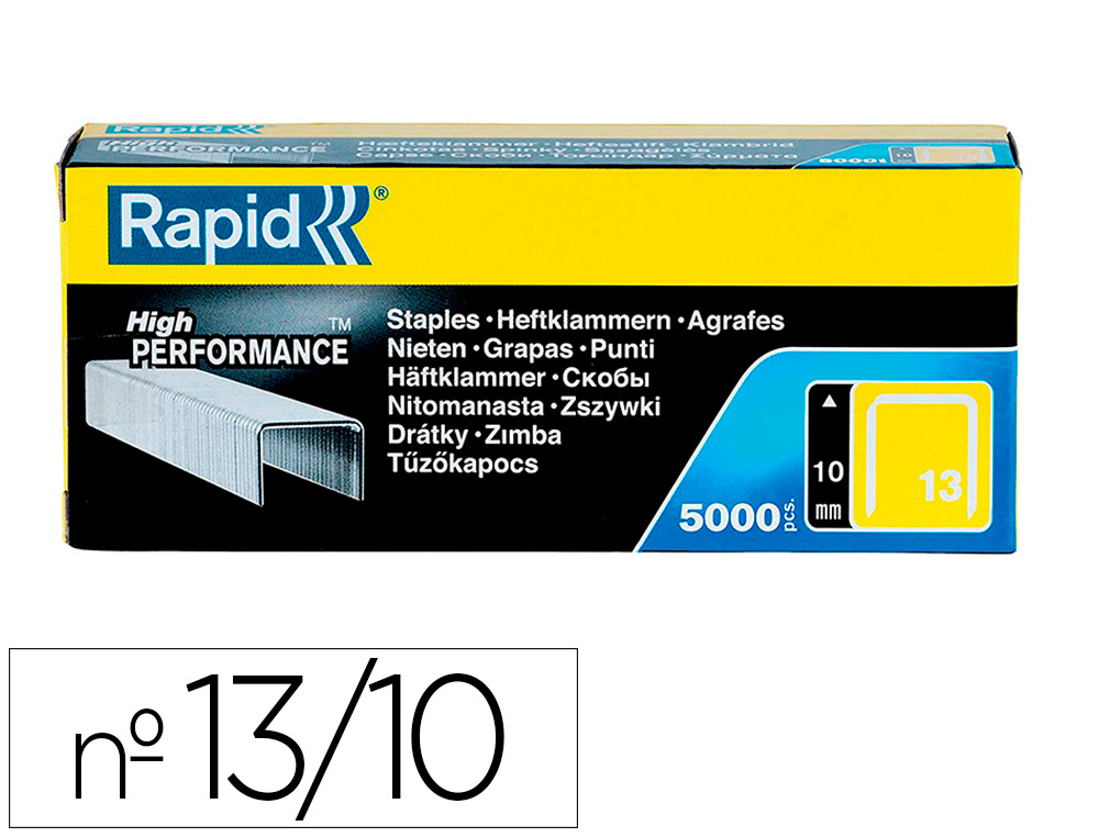 Grapas rapid 13/10 mm galvanizada caja de 5000 unidades