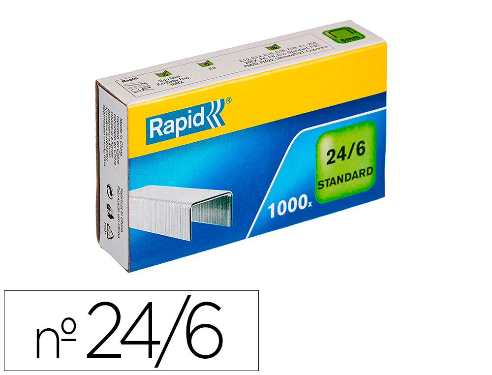 Grapas rapid 24/6 mm galvanizada caja de 1000 unidades