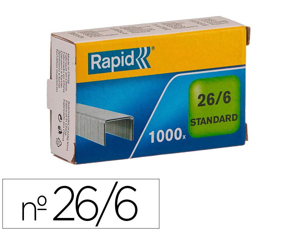 Grapas rapid 26/6 mm galvanizada caja de 1000 unidades