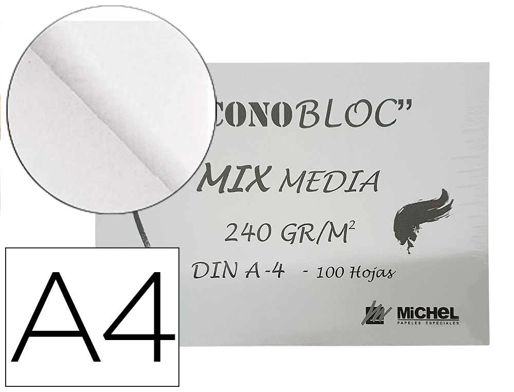 Bloc dibujo multitecnicas michel econobloc mix media din a4 encolado 100 hojas 240 gr/m2 210x297 mm