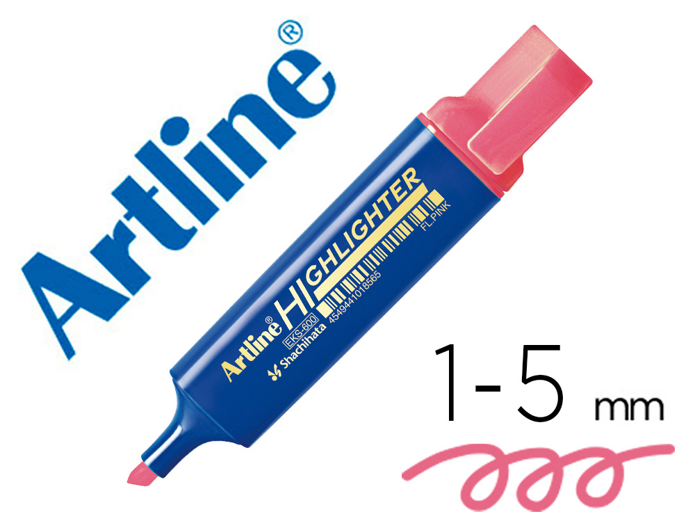 Rotulador artline fluorescente eks-600 rosa punta biselada