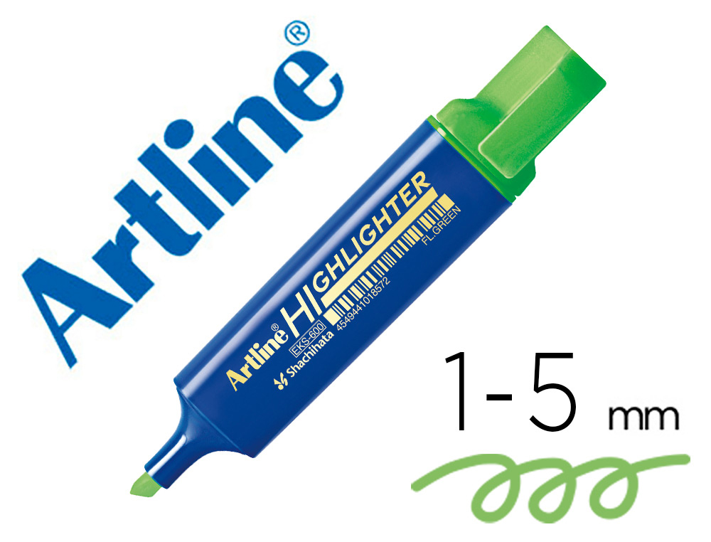 Rotulador artline fluorescente eks-600 verde punta biselada
