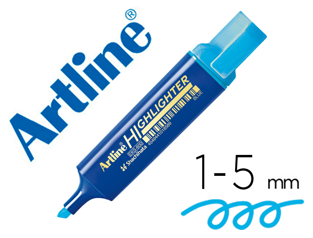 Rotulador artline fluorescente eks-600 azul punta biselada