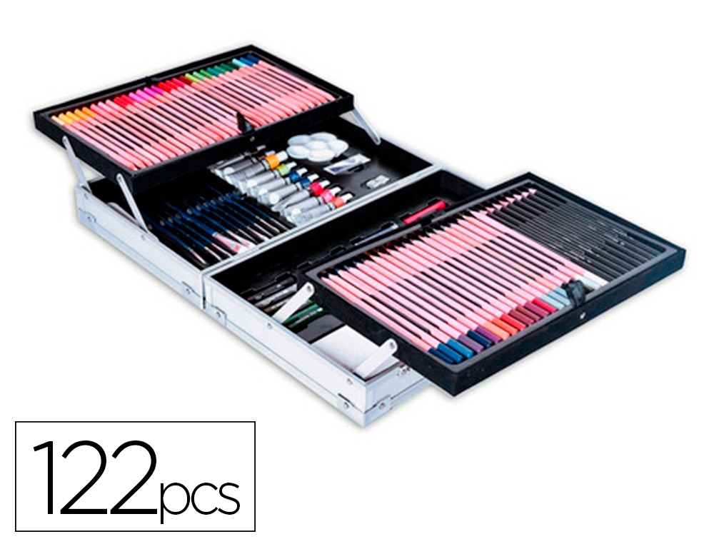 Maletin de pinturas daler rowney metalico 122 piezas 347x94x240 mm