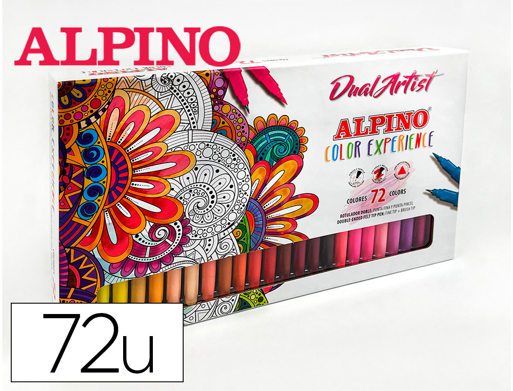 Rotulador alpino dual artist doble punta color experience estuche de 72 unidades colores surtidos
