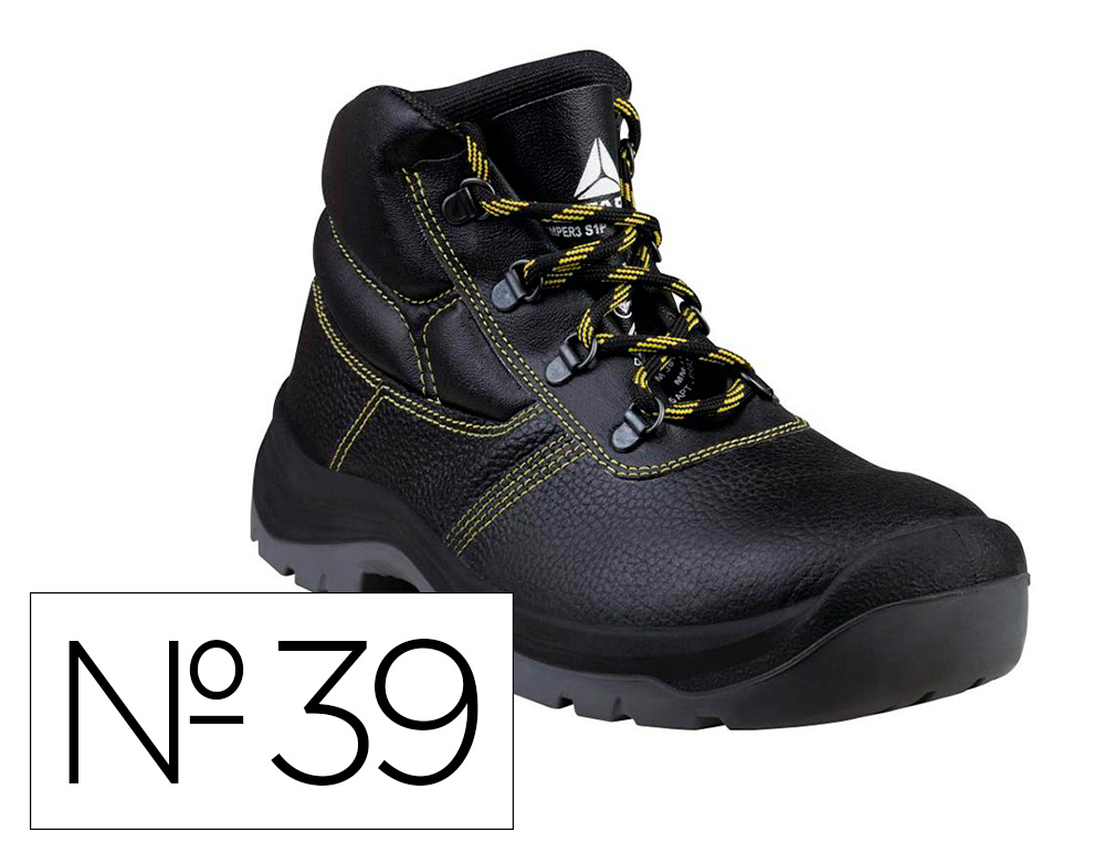 Botas deltaplus de seguridad piel crupon pigmentada suela pu bi-densidad color negro talla 39