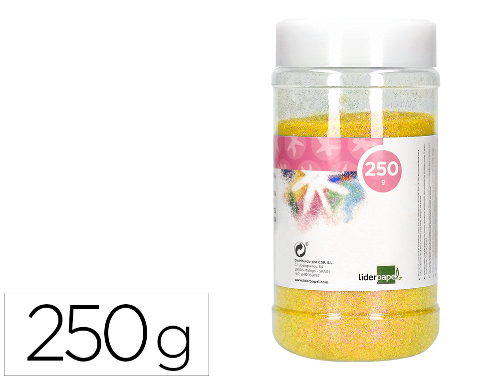 Purpurina liderpapel fantasia color metalico amarillo pastel bote de 250 gr