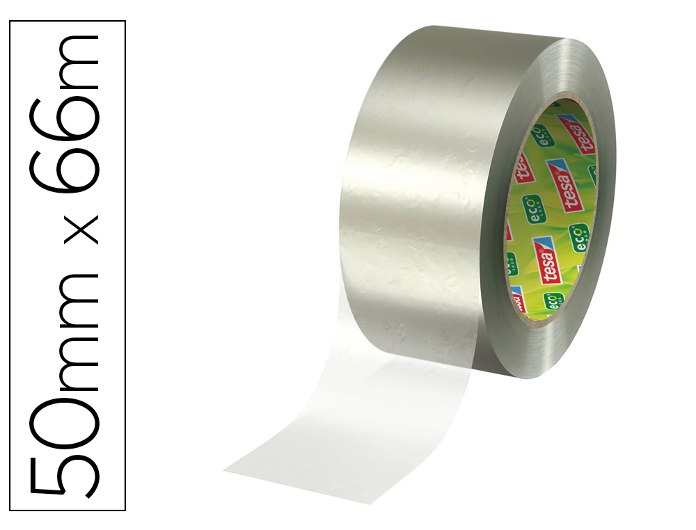 Cinta adhesiva tesa eco ultrafuerte transparente 66 mt x 50 mm para embalaje