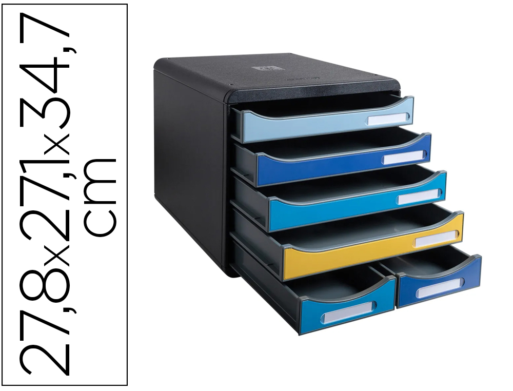 Fichero cajones sobremesa exacompta big box maxi bee blue 6 cajones colores surtidos