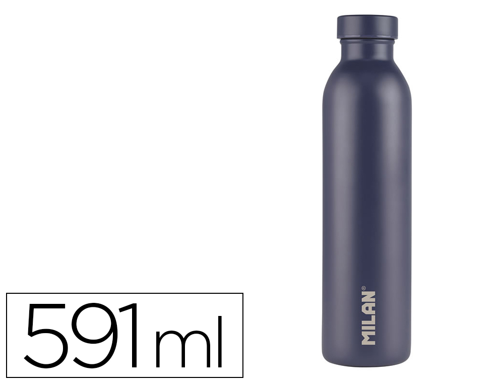 Botella portaliquidos milan acero inoxidable termo color azul marino 591 ml