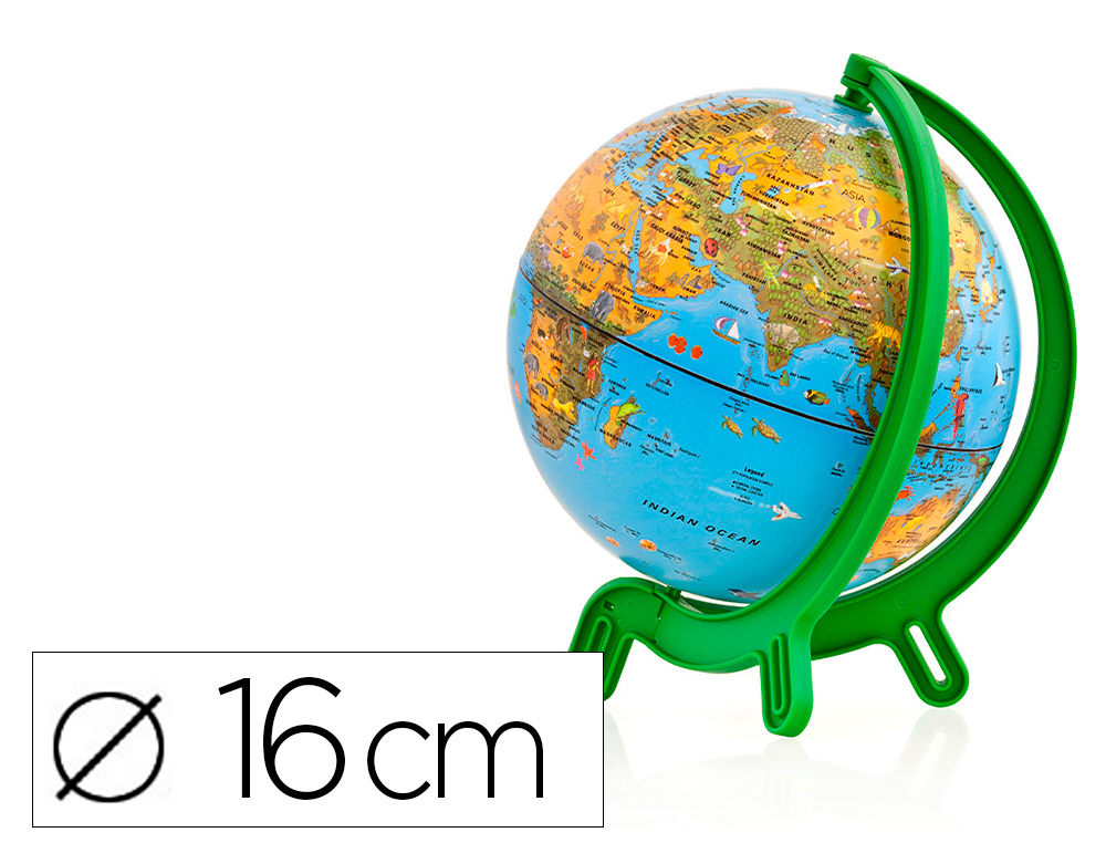 Globo terraqueo nova rico mini giacomino base de plastico alta resistencia 16 cm diametro