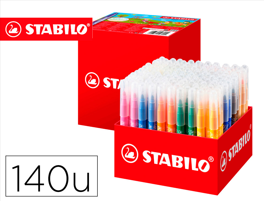 Rotulador stabilo power max school pack de 140 unidades surtidas 16 colores