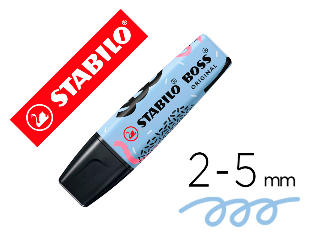 Rotulador stabilo boss fluorescente original pastel by ju schnee azul nublado