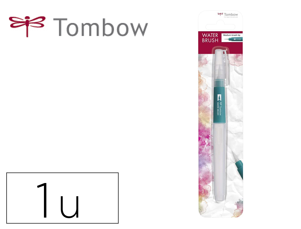 Pincel tombow water brush con deposito rellenable punta media blister de 1 unidad