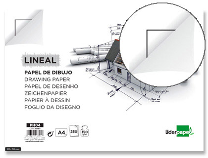 Papel dibujo liderpapel 210x297mm 150g/m2 con cajetin para datos