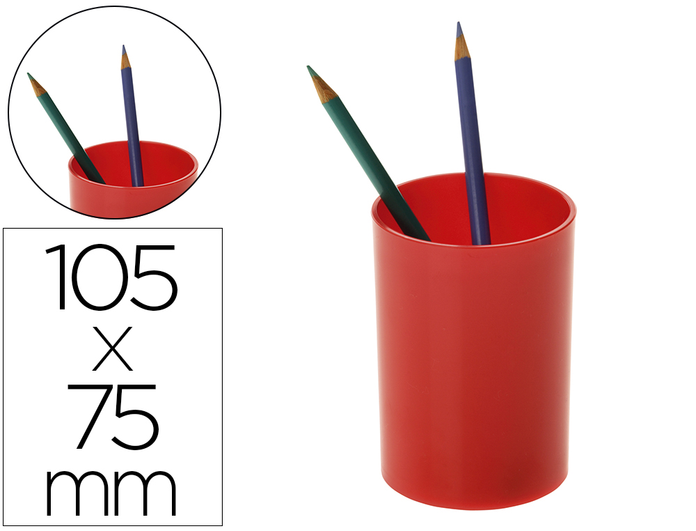 Cubilete portalapices archivo 2000 rojo opaco plastico 100% reciclado diametro 75 mm alto 105 mm
