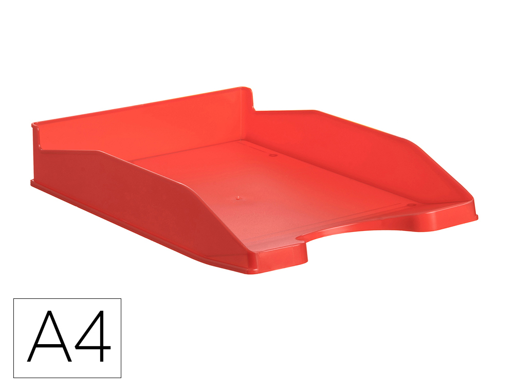 Bandeja sobremesa archivo 2000 ecogreen plastico 100% reciclada apilable formatos din a4 y folio color rojo