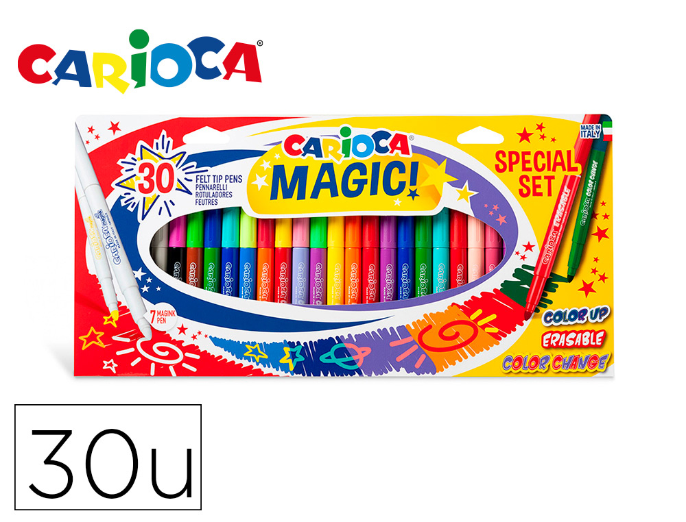 Rotulador carioca magic markers special set caja 30 unidades colores surtidos