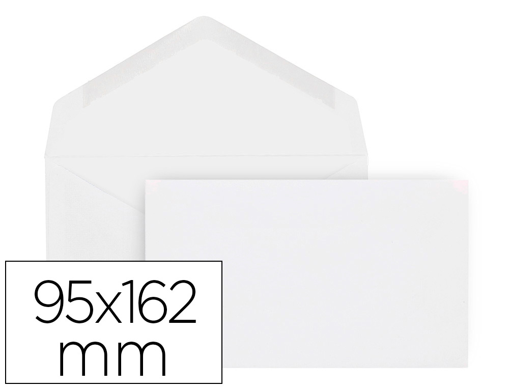 Sobre liderpapel blanco con fondo 95x162 mm engomado solapa de pico caja de 500 unidades
