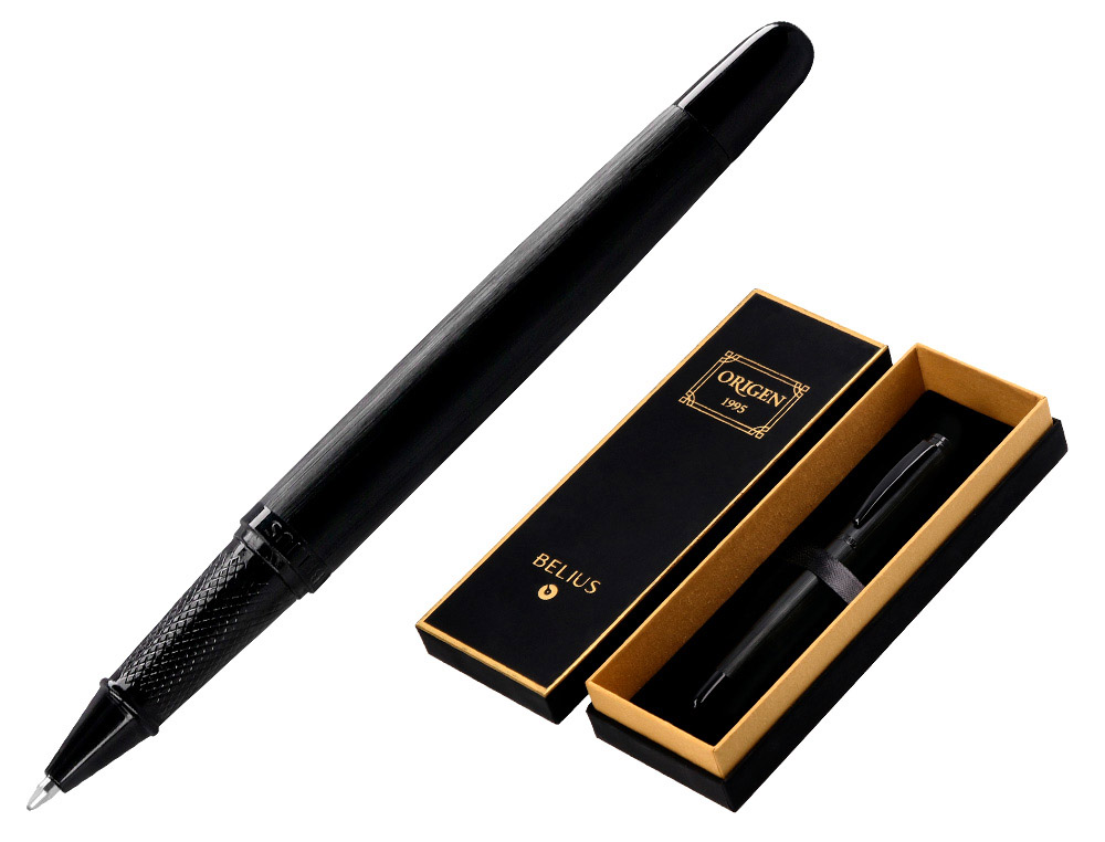 Roller belius origen 1995 aluminio textura cepillada color negro tinta negra caja de diseño