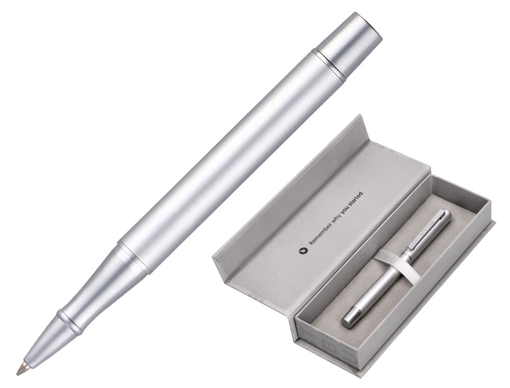 Roller belius unstoppable color plateado tinta negra caja de diseño