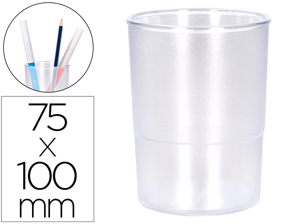 Cubilete portalapices q-connect transparente plastico diametro 75 mm alto 100 mm