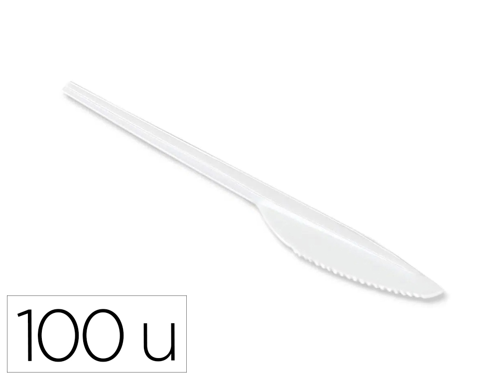 Cuchillo de plastico blanco reutilizable paquete de 100 unidades
