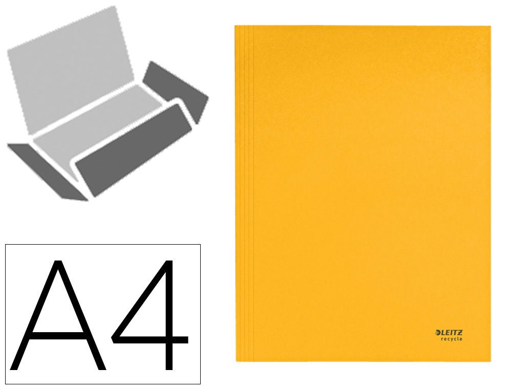 Subcarpeta leitz recycle con tres solapas din a4 carton 100% reciclable amarillo
