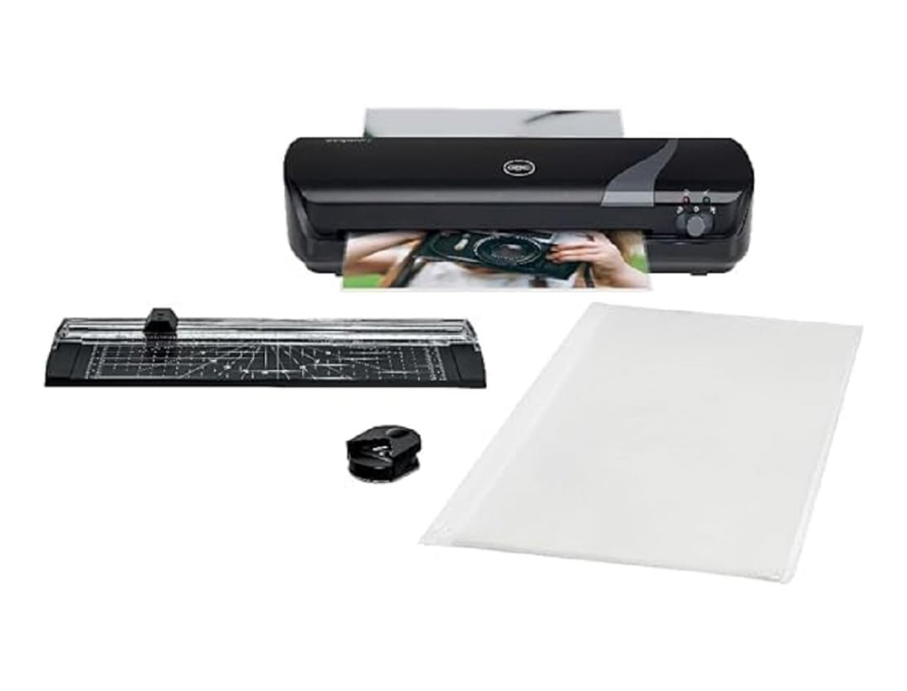 Set plastificadora + cizalla rodillo + redondeador de esquinas gbc inspire+ din a4 craft negro