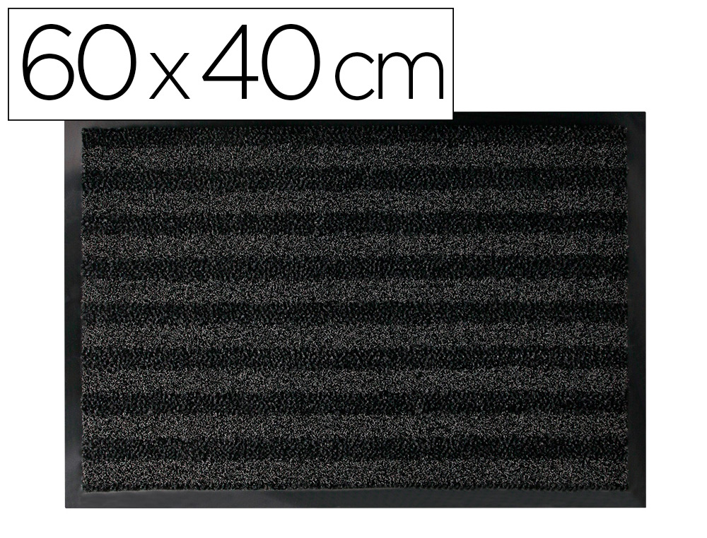 Alfombra para suelo q-connect premium para interiores antideslizante fibra polipropileno y fieltro gris 60x40 cm