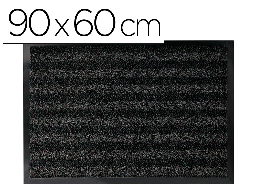 Alfombra para suelo q-connect premium para interiores antideslizante fibra polipropileno y fieltro gris 90x60 cm