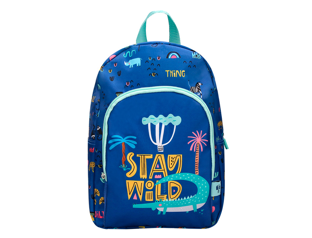 Mochila escolar liderpapel safari infantil azul marino cocodrilo 330x110x250 mm