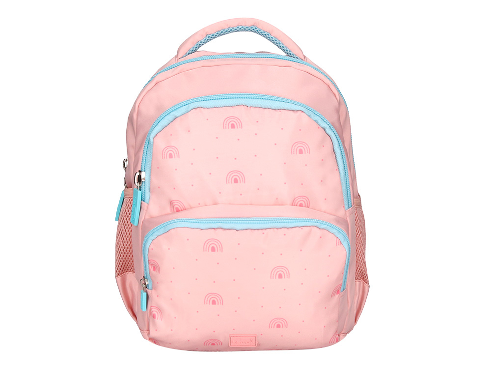 Mochila escolar liderpapel multibolsillo infantil rosa rainbows 350x110x270 mm