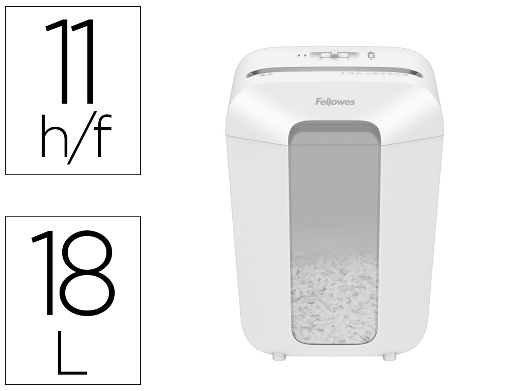 Destructora de documentos fellowes lx70 capacidad 11h seguridad p4 grapas clips y tarjetas papelera 18 l