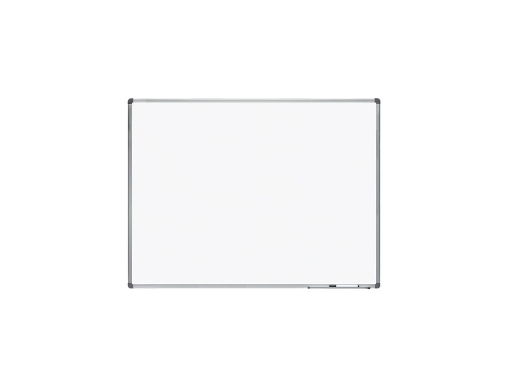 Pizarra blanca rocada lacada magnetica marco aluminio con cantoneras 90x120 cm