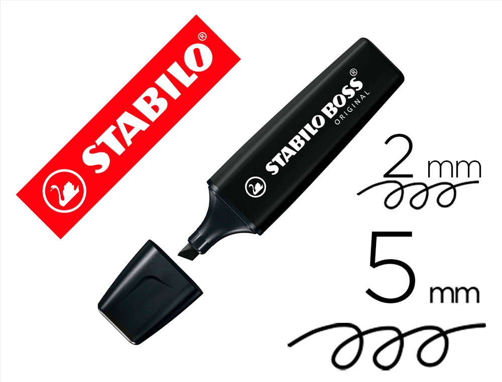 Rotulador stabilo boss pastel fluorescente nature colors negro