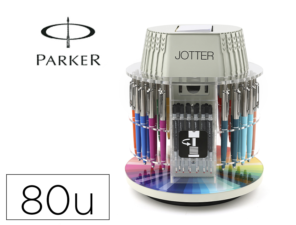 Boligrafo parker jotter originals expositor carrousel con 40 unidades colores surtidos + 40 recambios