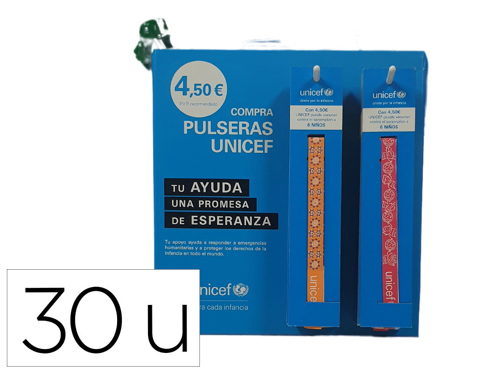 Pulsera de tela unicef expositor de 30 unidades surtidas
