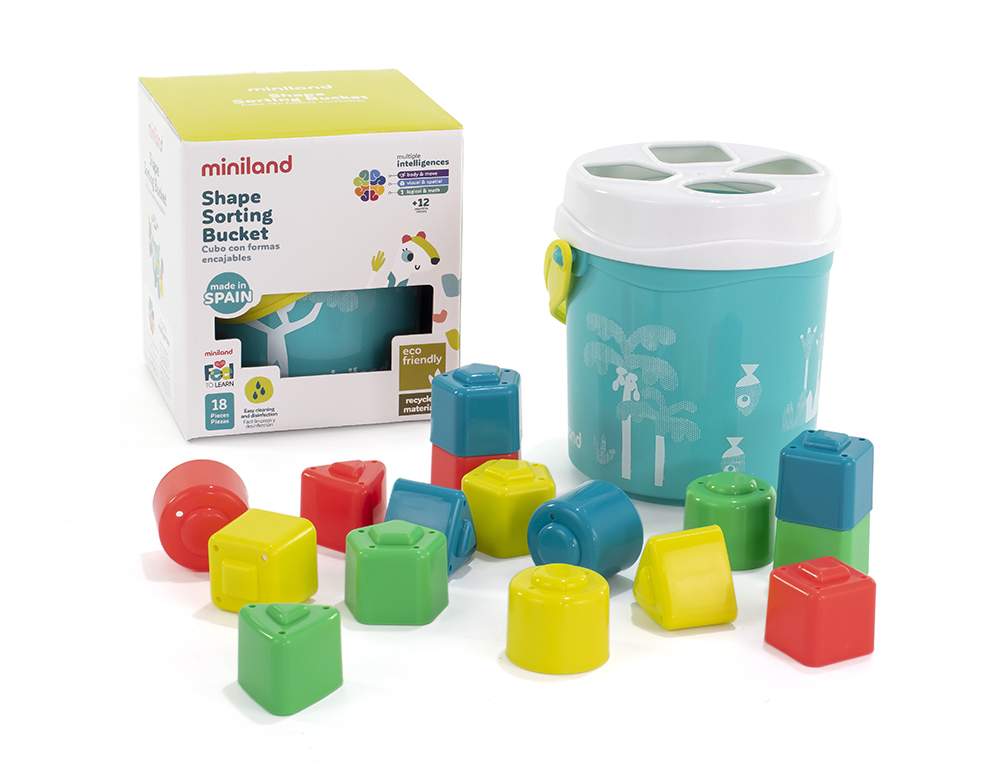 Juego didactico miniland cubo de formas encajables turquesa