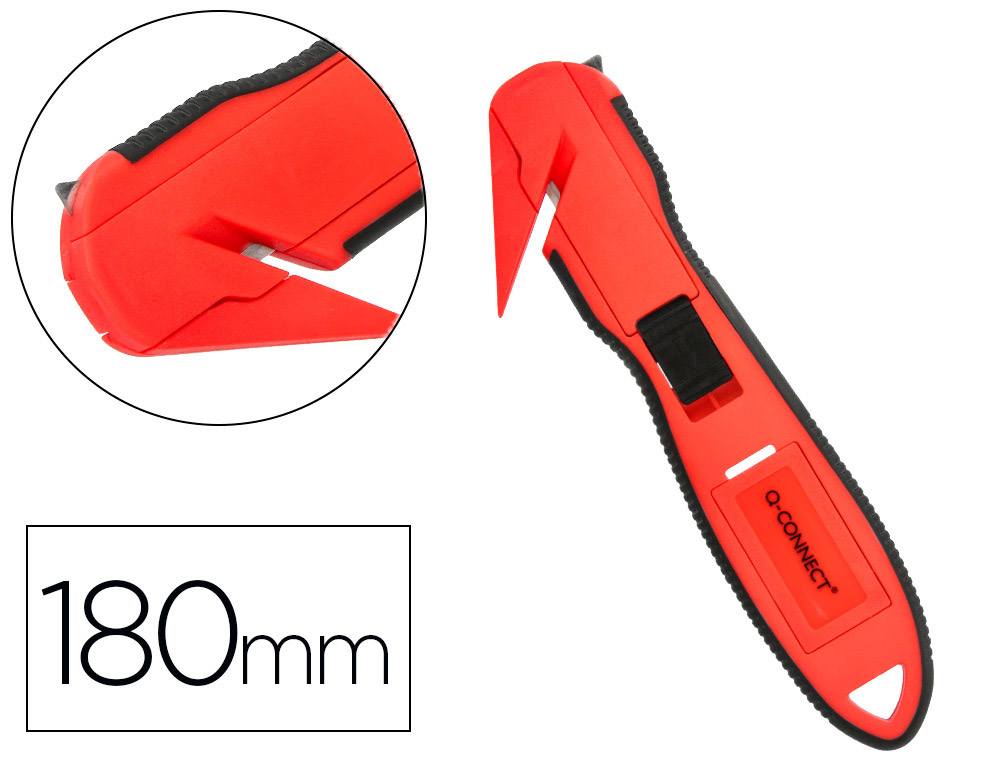 Cuter q-connect plastico ancho de seguridad para evitar cortes cuchilla 18 mm xd-g03 blister 1 unidad
