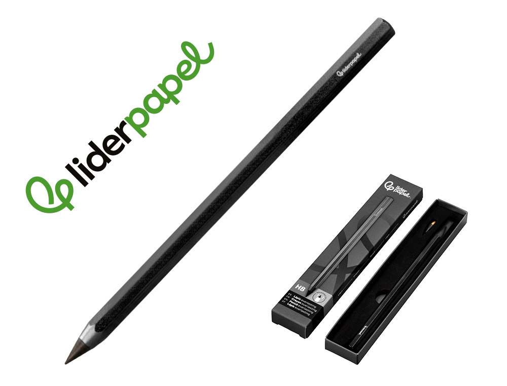 Lapiz de grafito infinito liderpapel aluminio hexagonal negro ultra resistente 1 punta de recambio