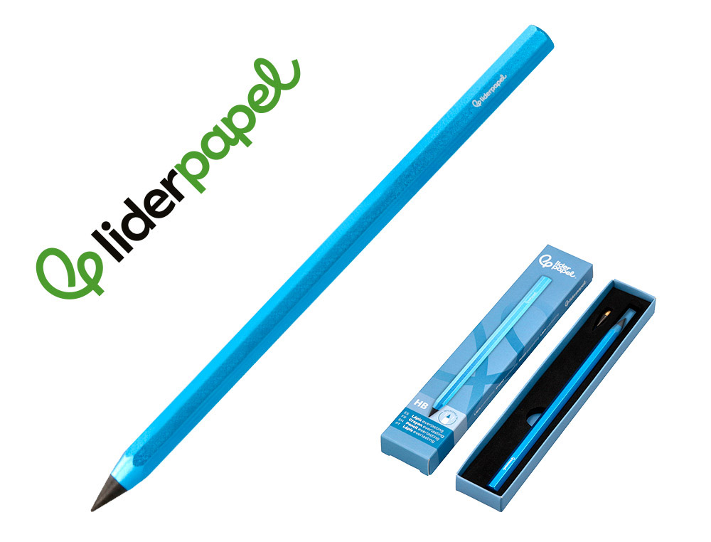 Lapiz de grafito infinito liderpapel aluminio hexagonal azul ultra resistente 1 punta de recambio