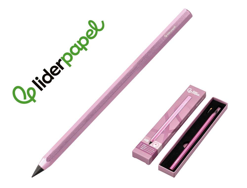 Lapiz de grafito infinito liderpapel aluminio hexagonal rosa ultra resistente 1 punta de recambio