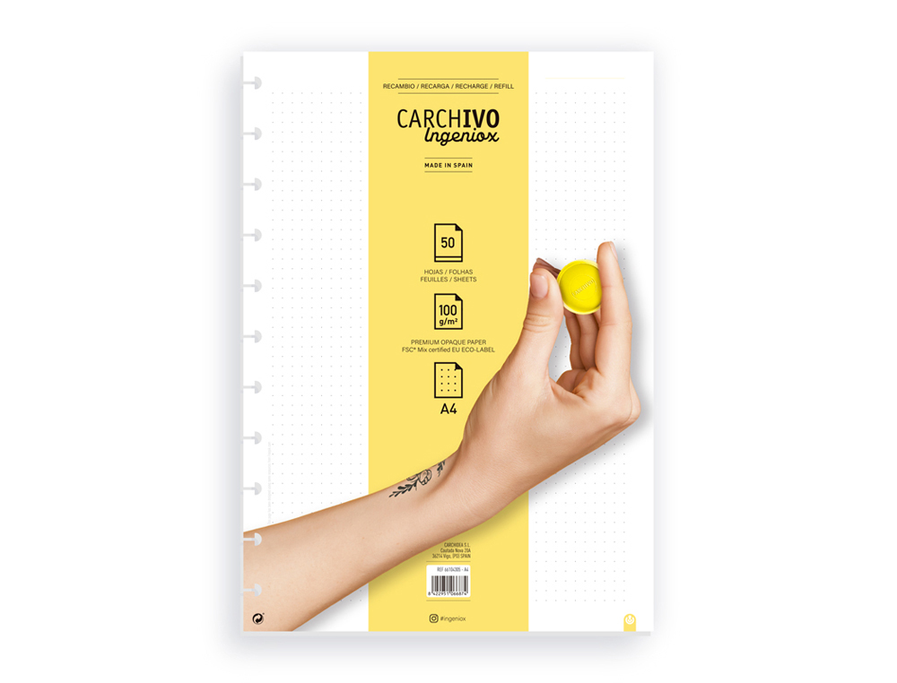 Recambio cuaderno carchivo ingeniox a4 50 hojas dots