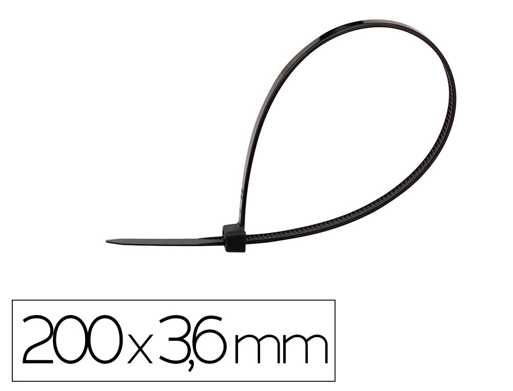 Brida q-connect color negro 200x3,6 mm bolsa de 100 unidades