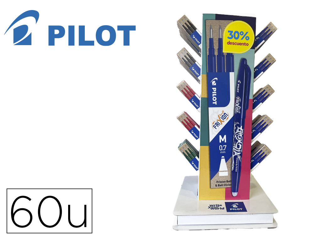 Recambio boligrafo frixion ball expositor sobremesa de 60 cajas 3 recambios colores surtidos