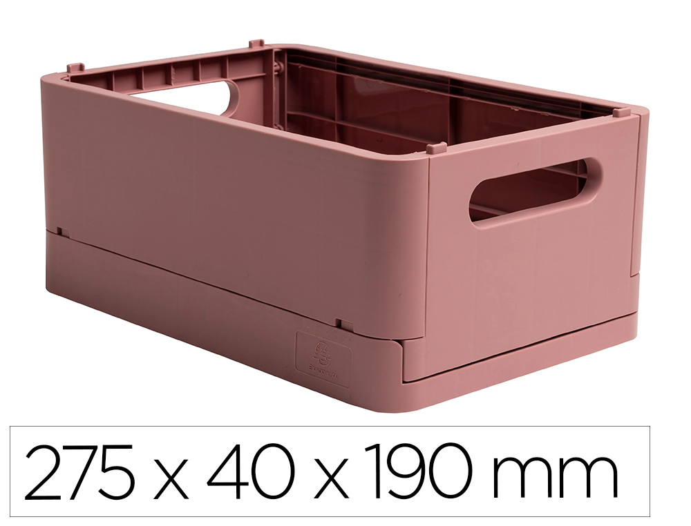 Caja multiusos exacompta smart case din a5+ plastico reciclado plegable color rosa viejo 275x40x190 mm