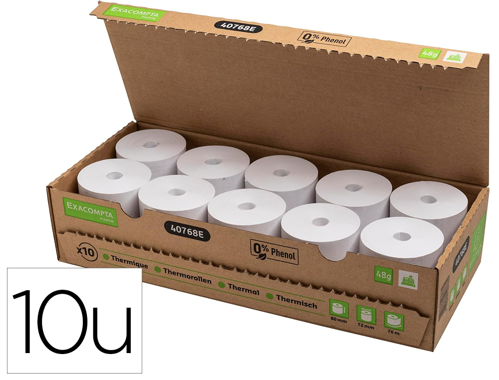 Rollo sumadora exacompta termico 80 x 80 mm 48 g/m2 sin bisfenol a ni plastico